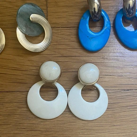 Lot of 5 Pairs of Earrings. Vintage 1970's. - Picture 14 of 15